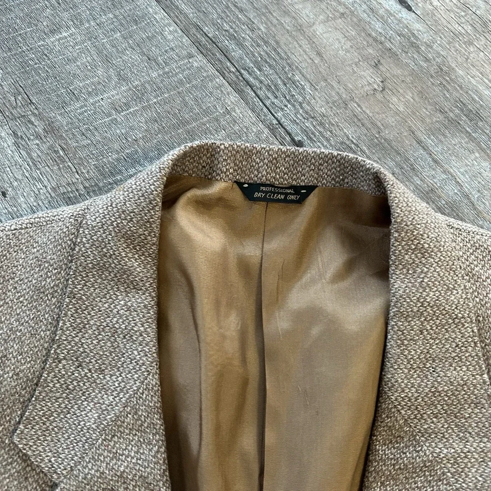 Levis Blazer Mens 46R VTG 80s Western Wool Brown Houndstooth Suit Jacket